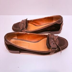 MAJA Brown Suede Loafers Bow Detail Women's Size 6.5 USA (37 EUR)